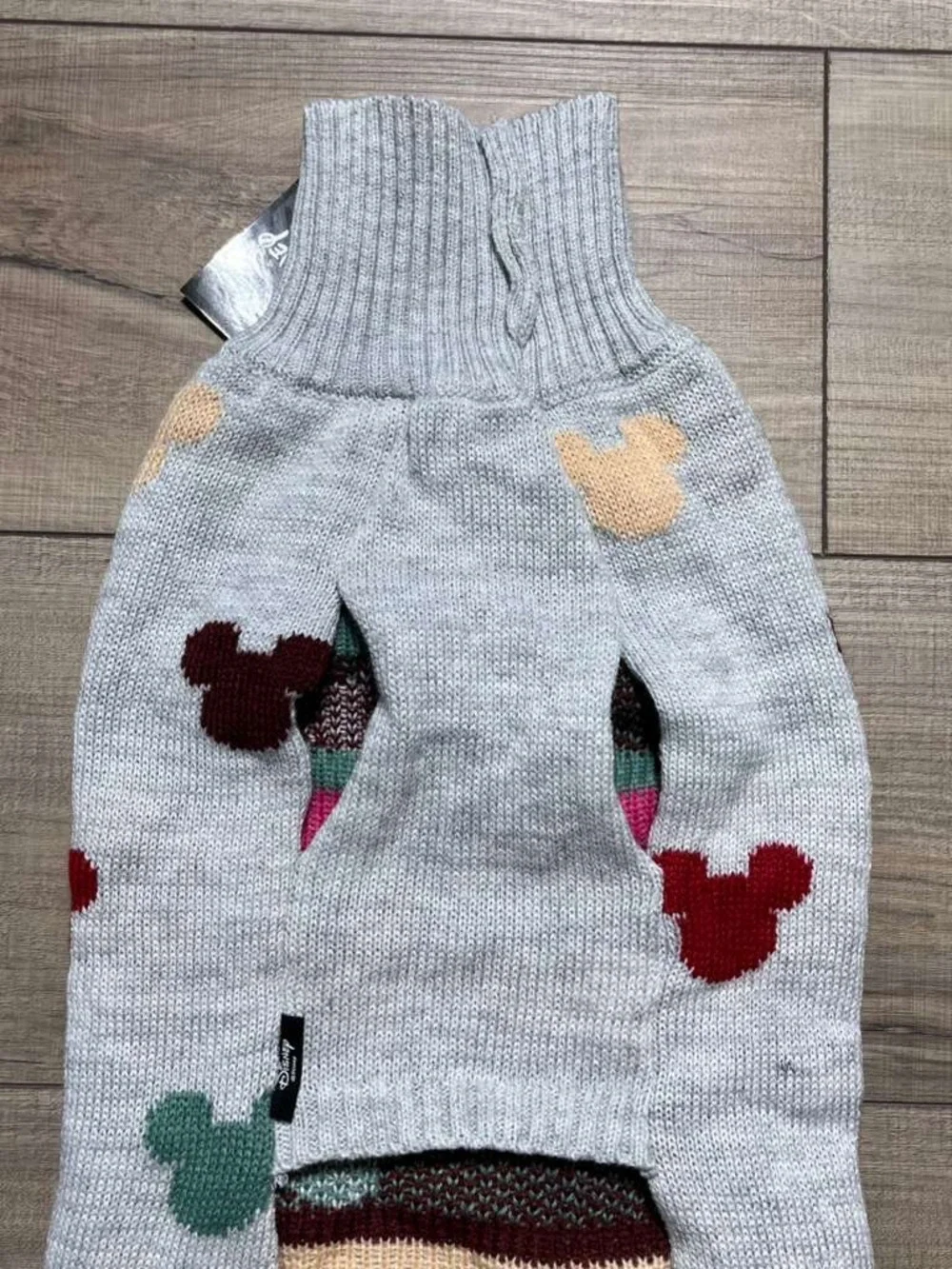 Chewy + Disney Mickey Mouse Confetti Dog Sweater‎ Size Large Gray